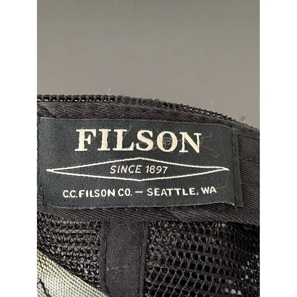 VTG Filson Rustic Brown Canvas & Black  Patch Trucker Cap OS Gorpcore Outdoor